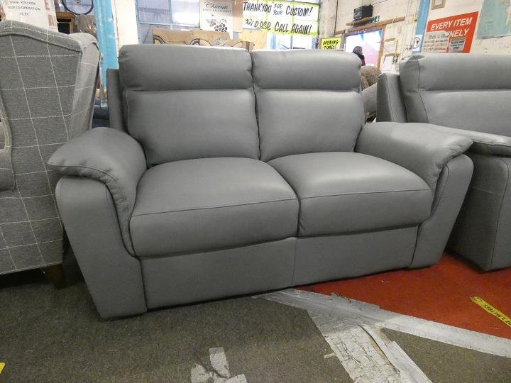 Grey Leather Sofa Sets Ex Display, Grey Leather Sofa And 2 Chairs Together