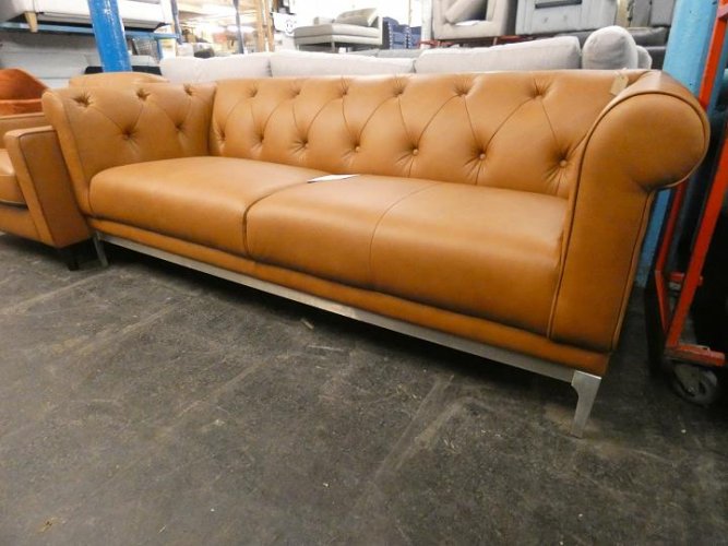 Brown Tan Leather Chesterfield Sofa ExDisplay Marketplace