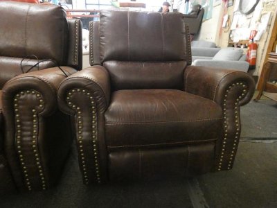 Brown Fabric (Leather Look) Sofa Set (2 Seater + Armchair