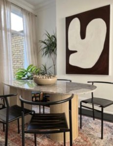 Designer egg shape dining table ex display grey granite