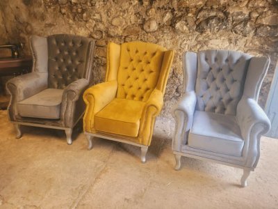 Brand new ex display Chesterfield wingback chairs