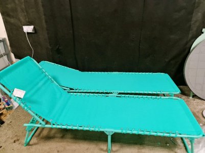 ex display pair of teal multi position sun loungers beds £50 to clear