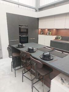 Ex-Display German Hacker Kitchen In Cashmere And Dark Grey Marble