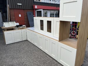 New Not Ex-Display Or Used Ivory Shaker Kitchen With 22mm Thick Doors On Oak Cabinets