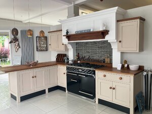 Ex-Display Hand Painted In-Frame Kitchen Units with Mantle and Iroko Worktops