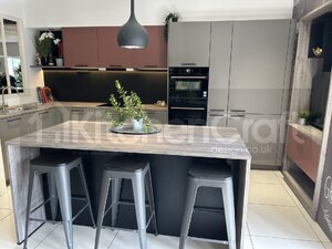Ex-Display German Hacker Scala Amaranth & Griege Kitchen with Laminate Worktops