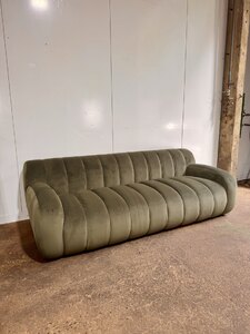 Ex-Display Green Velvet Ridged Coste Sofa