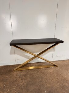 Ex-Display Dark Wooden & Gold Console Table