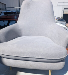 Ex-Display Gallery Direct Grey Low Arm Chair With Brass Legs