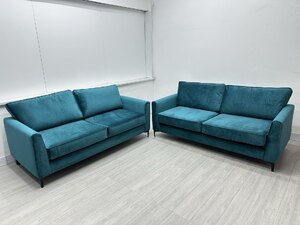 Ex-Display DFS 3 Seater & 3 Seater Sofa Set, Teal Velvet