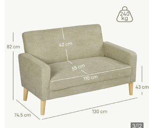 Ex-Display Homcom Two Seater Velvet Feel Sofa