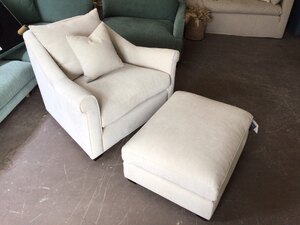 Couch & Co Armchair & Footstool Set, Light Grey Ex-Display