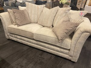 Handmade Scatter Back Sofa - 200cm - Light Hard-Wearing Fabric - Ex-Display