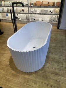 Ex-Display Fluted Freestanding Bath With Floorstanding Gunmetal Tap