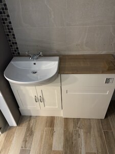 Ex-Display Oak Bathroom Vanity Unit With Basin And Cupboard