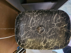 New Ex-Display Grey Marble Oval Bathroom Counter Top Basin & Matching Waste