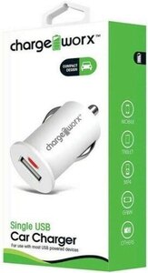 Chargeworx CX2100 White USB Car Charger Ex-Display Single Port