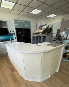 Ex-Display Taupe / Alabaster Kitchen Island - Wharf Seamless Worktop