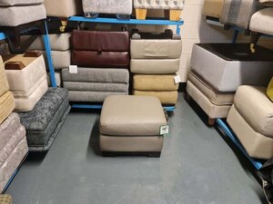 Ex-Display Designer Grey Leather Footstool