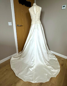 Mia Mia Ex-Display Ivory Lace & Satin A-Line High Neck Sleeveless Wedding Dress