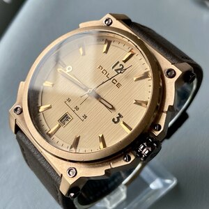 Men's Genuine Large Case Police Parksley Designer Watch Rose Gold Ex-Display