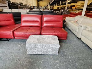 Ex-Display Designer Silver Grey Chenille Self Patterned Fabric Storage Footstool