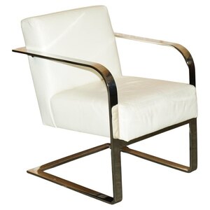 Ex-Display Ralph Lauren Designer Modern Penthouse Chrome and Leather Armchair