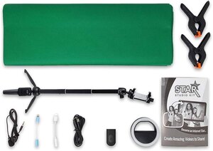 Green Screen Kit With LED Ring Light And 1.2m Tripod Studio Kit Ex-Display
