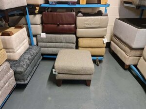 Ex-Display Designer Grey/green Fabric Footstool