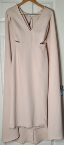 Reiss Kate Cape-Style Midi Dress in Nude, UK Size 8 (Ex-Display)