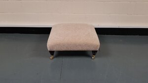 Ex-Display P.K Moseley Natural Designer Fabric Square Footstool