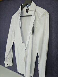 Ex-Display Olymp Men's Designer Dress Shirt, 14.5 Inch Neck, Body Fit, Long Sleeve, White