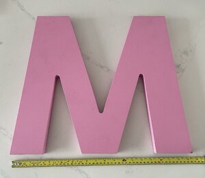 Large Pink Wooden Letter M - Ex-Display Vintage Style
