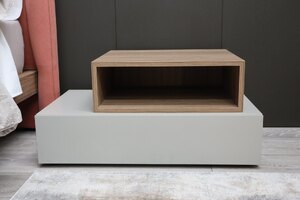 Designer Italian Bedside Table with Open Shelf, Ex-Display