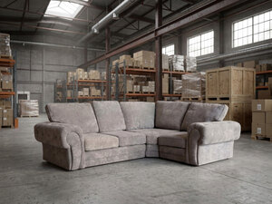 Vegas Right Hand Corner Sofa Grey Fabric RHS Corner Couch Ex-Display