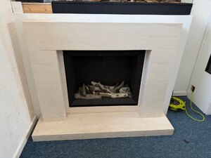 Newman Fireplaces Eco Clarity Gas Fire with Limestone Surround - Ex-Display