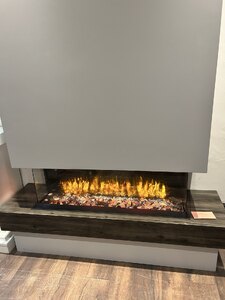 Electric Media Fireplace With 46 Inch Fire Media Top and 58 Inch Fire Plinth - Ex-Display