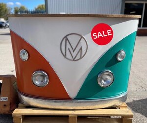 Ex-Display Retro Camper Van Bar Unit, Orange and Green