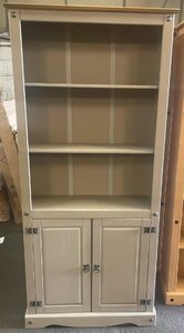Corona Grey Wax 2 Door Pine Bookcase (Ex-Display)