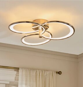 Next Nickel Raya Fitting Flush LED Ceiling Light, Ex-Display Model