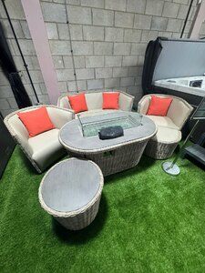 Ex-Display Garden Furniture Set With Fire Pit Table And Stools