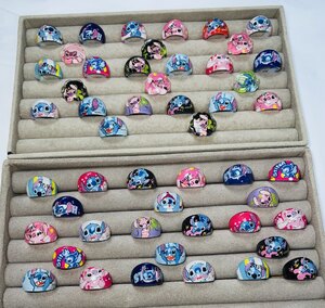 Bundle of 50 Ex-Display Kids Chunky Stitch and Angel Rings Please Read Listing