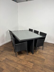 Ex-Display Rattan Garden Dining Set with Six Matching Chairs