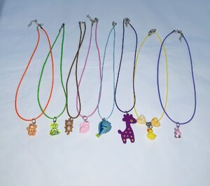 Bundle Of 8 Ex-Display Novelty Kids Necklaces Duck Rabbit Cat Giraffe Bear
