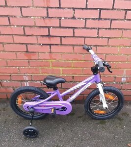 Specialized Hotrock 16 Inch Kids Bike with Coaster Brake and Stabilisers, Purple, Ex-Display
