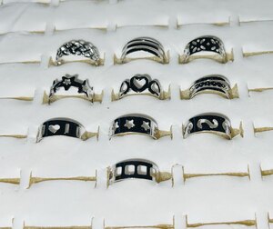 Ex-Display 10 Silver Coloured Costume Jewellery Adjustable Rings Kids Or Toes