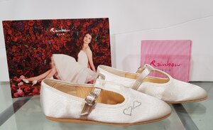 Rainbow Club Wedding Shoes Blossom UK Kids 6 Ivory Satin Ex-Display