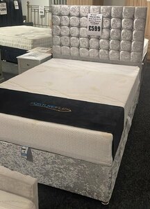 Divan Set Double 4ft6 Memory Foam Mattress Headboard 4 Drawer Base Ex-Display