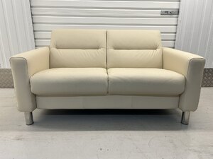 Ekornes Stressless Fiona Cream Leather Two Seater Sofa Ex-Display
