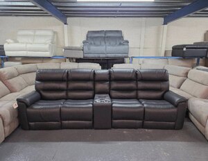 Ex-Display La-Z-Boy Cleveland Black Leather Electric Recliner 4 Seater Sofa